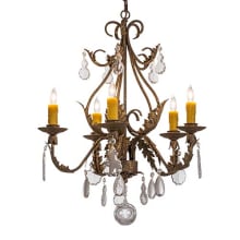 French Elegance 5 Light 25" Wide Crystal Candle Style Chandelier