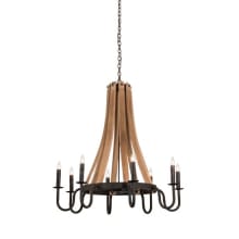 Barrel Stave Madera 8 Light 42" Wide Taper Candle Style Chandelier