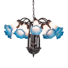 Pink/Blue Tiffany Pond Lily 12 Light 20" Wide Chandelier