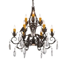 New Country French 9 Light 26" Wide Crystal Candle Style Chandelier