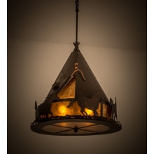 Teepee with Running Horses 4 Light 24" Wide Pendant