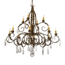 New Country French 12 Light 50" Wide Crystal Candle Style Chandelier