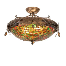 Greenbriar 2 Light 21" Wide Semi-Flush Bowl Ceiling Fixture with Stained Glass Shade