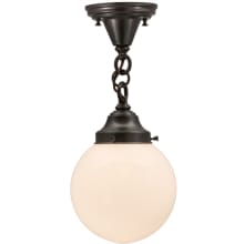 Revival Schoolhouse 8" Wide Semi-Flush Globe Ceiling Fixture with Chain - Craftsman Brown Finish