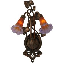 11" W Amber / Purple Pond Lily 2 Light Wall Sconce