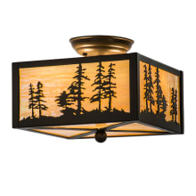 Tall Pines 2 Light 14" Wide Semi-Flush Square Ceiling Fixture - Timeless Bronze Finish