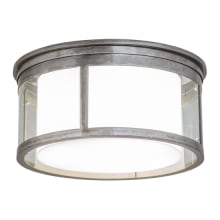 Cilindro Campbell 3 Light 19" Wide Flush Mount Drum Ceiling Fixture with Clear Glass Outer and Statuario Idalight Inner Shade - Steel Finish
