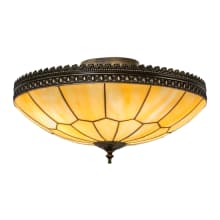 Vincent Honeycomb 4 Light 20" Wide Semi-Flush Bowl Ceiling Fixture with Beige Glass Shade - Craftsman Brown Finish