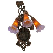 10.5" W Amber / Purple Pond Lily 3 Light Wall Sconce