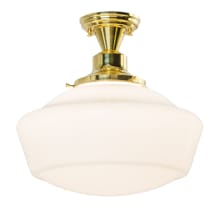 Revival Schoolhouse 16" Wide Semi-Flush Ceiling Fixture - Polished Brass Finish