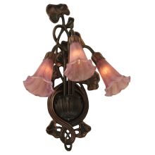 10.5" W Cranberry Pond Lily 3 Light Wall Sconce
