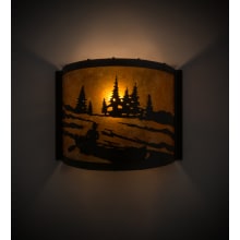 Canoe At Lake 10" Tall Wall Sconce