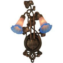 11" W Pink / Blue Pond Lily 2 Light Wall Sconce