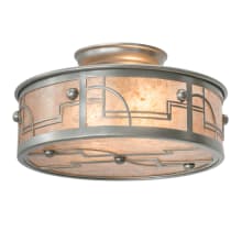 Revival Deco 2 Light 12" Wide Semi-Flush Drum Ceiling Fixture - Nickel Finish