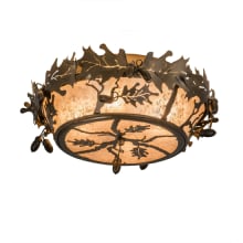 Oak Leaf and Acorn 4 Light 20" Wide Semi-Flush Ceiling Fixture - Antique Copper Finish