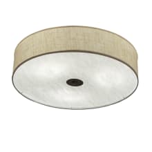 Cilindro 3 Light 36" Wide Semi-Flush Drum Ceiling Fixture with Off-White Shade - Nickel Finish