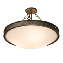 Dionne 3 Light 23" Wide Semi-Flush Bowl Ceiling Fixture with White Shade - Corinth Finish