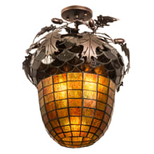 Oak Leaf and Acorn 2 Light 15" Wide Semi-Flush Ceiling Fixture