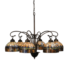 Tiffany Candice 6 Light 31" Wide Chandelier with Tiffany Glass Shade