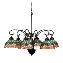 Cabbage Rose 6 Light 31" Wide Chandelier with Tiffany Glass Shade