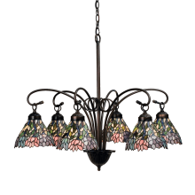 Wisteria 6 Light 30" Wide Chandelier with Tiffany Glass Shade