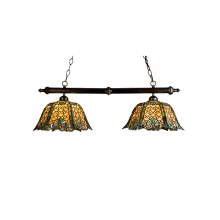 Duffner and Kimberly Shell and Diamond 2 Light 16" Wide Linear Chandelier with Tiffany Glass Shade