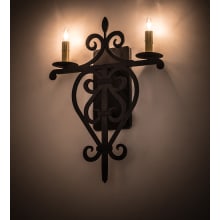 Fleur De Lys 2 Light 20" Tall Wall Sconce with Faux Candles