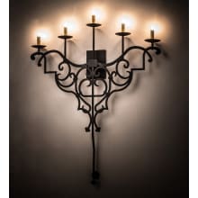 Fleur De Lys 5 Light 45" Tall Wall Sconce with Faux Candles