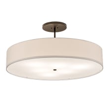 Cilindro 6 Light 42" Wide Semi-Flush Drum Ceiling Fixture with Eggshell Shade - Bronze Finish