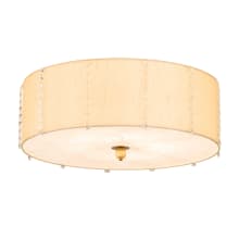 Cilindro Lujoso 8 Light 32" Wide Semi-Flush Drum Ceiling Fixture with Natural Silk Shade - Brass Finish