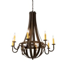 Barrel Stave 8 Light 42" Wide Taper Candle Style Chandelier