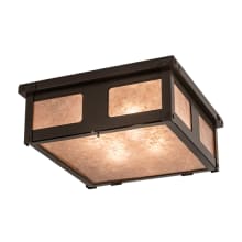 Quezon 4 Light 34" Wide Flush Mount Square Ceiling Fixture with Silver Mica Shade - Timeless Bronze Finish