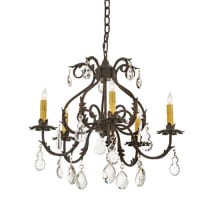 Chantilly 5 Light 24" Wide Crystal Candle Style Chandelier