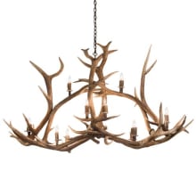 Long Antlers Elk 10 Light 28" Wide Antler Candle Style Chandelier