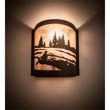 Canoe At Lake Left 12" Tall Wall Sconce