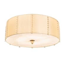 Cilindro Lujoso 8 Light 32" Wide Semi-Flush Drum Ceiling Fixture with Natural Wafer Silk Shade - Brass Finish