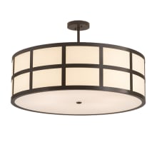 Cilindro Barnabas 6 Light 36" Wide Semi-Flush Drum Ceiling Fixture with Beige Textrene Shade - Timeless Bronze Finish