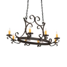 Long Hand forged 8 Light 33" Wide Taper Candle Style Chandelier