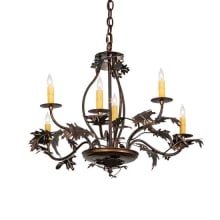 Oak Leaf and Acorn 6 Light 28" Wide Taper Candle Style Chandelier