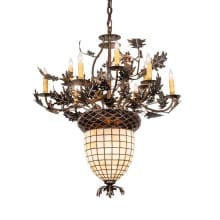Oak Leaf and Acorn 10 Light 34" Wide Taper Candle Style Chandelier