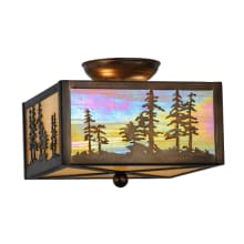 Tall Pines 2 Light 14" Wide Semi-Flush Square Ceiling Fixture - Antique Copper Finish