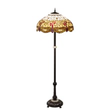 Tiffany Hanginghead Dragonfly 3 Light 62" Tall Buffet Floor Lamp