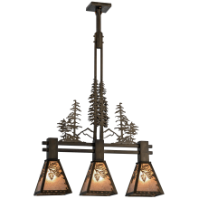 Tall Pines 3 Light 30" Wide Linear Chandelier with Silver Mica Shade