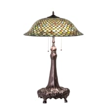 Tiffany Fishscale 3 Light 31" Tall Buffet Table Lamp