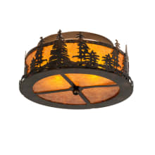 Tall Pines 2 Light 16" Wide Semi-Flush Drum Ceiling Fixture - Dark Burnished Antique Copper Finish