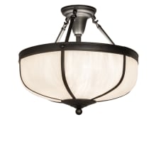Arts and Crafts 3 Light 18" Wide Semi-Flush Bowl Ceiling Fixture - Craftsman Brown Finish