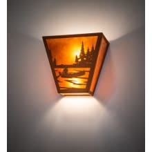 Canoe At Lake 2 Light 12" Tall Wall Sconce