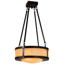 Pomona 4 Light 18" Wide Semi-Flush Drum Ceiling Fixture with Iridized Glass Shade - Craftsman Brown Finish