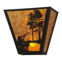 Quail Hunter with Dog 2 Light 12" Tall Wall Sconce with Shade