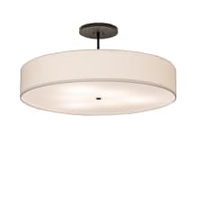 Cilindro 6 Light 42" Wide Semi-Flush Drum Ceiling Fixture with White Shade - Bronze Finish